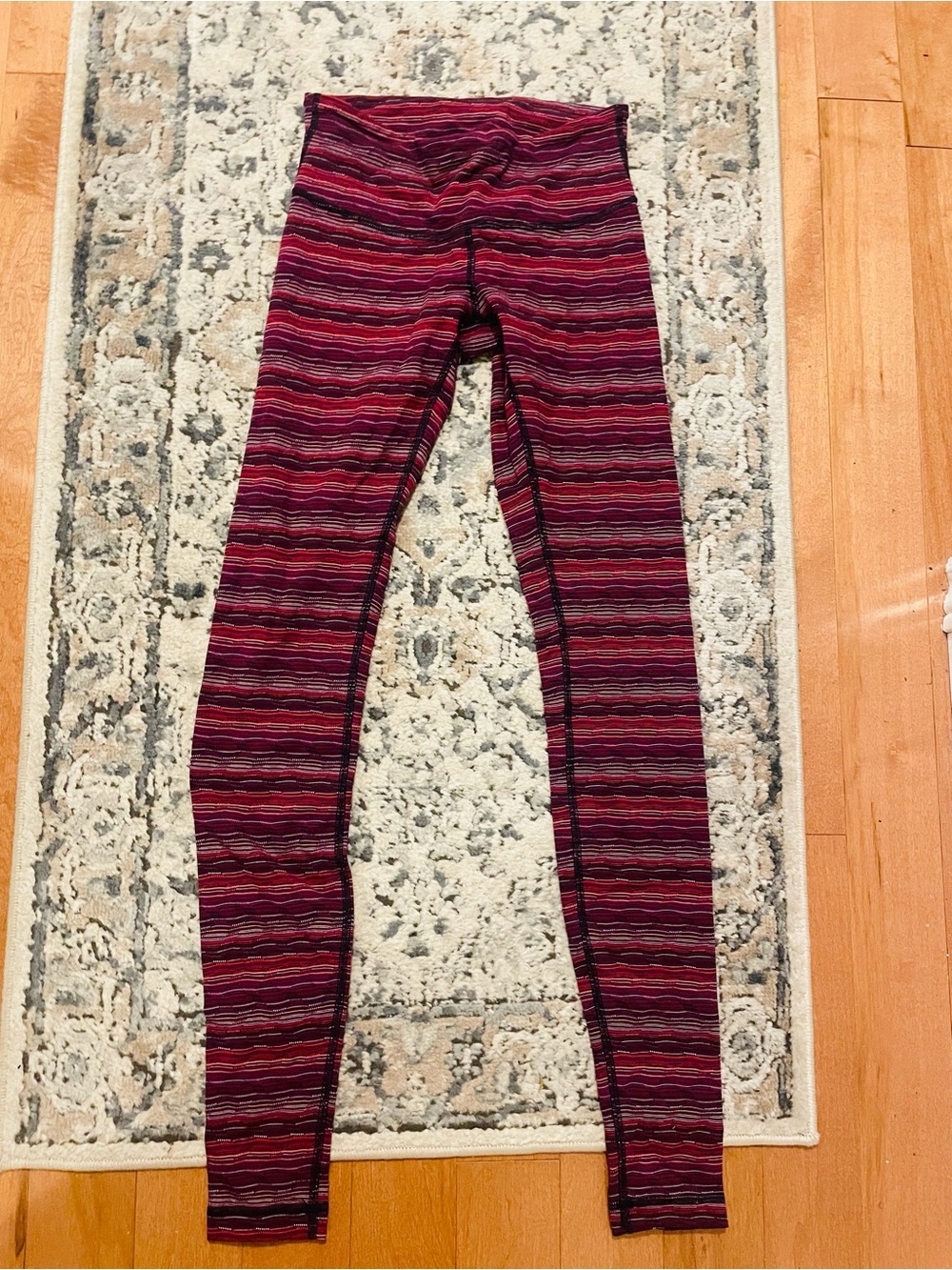 lululemon athletica Red and Black Striped Kids Leggings
